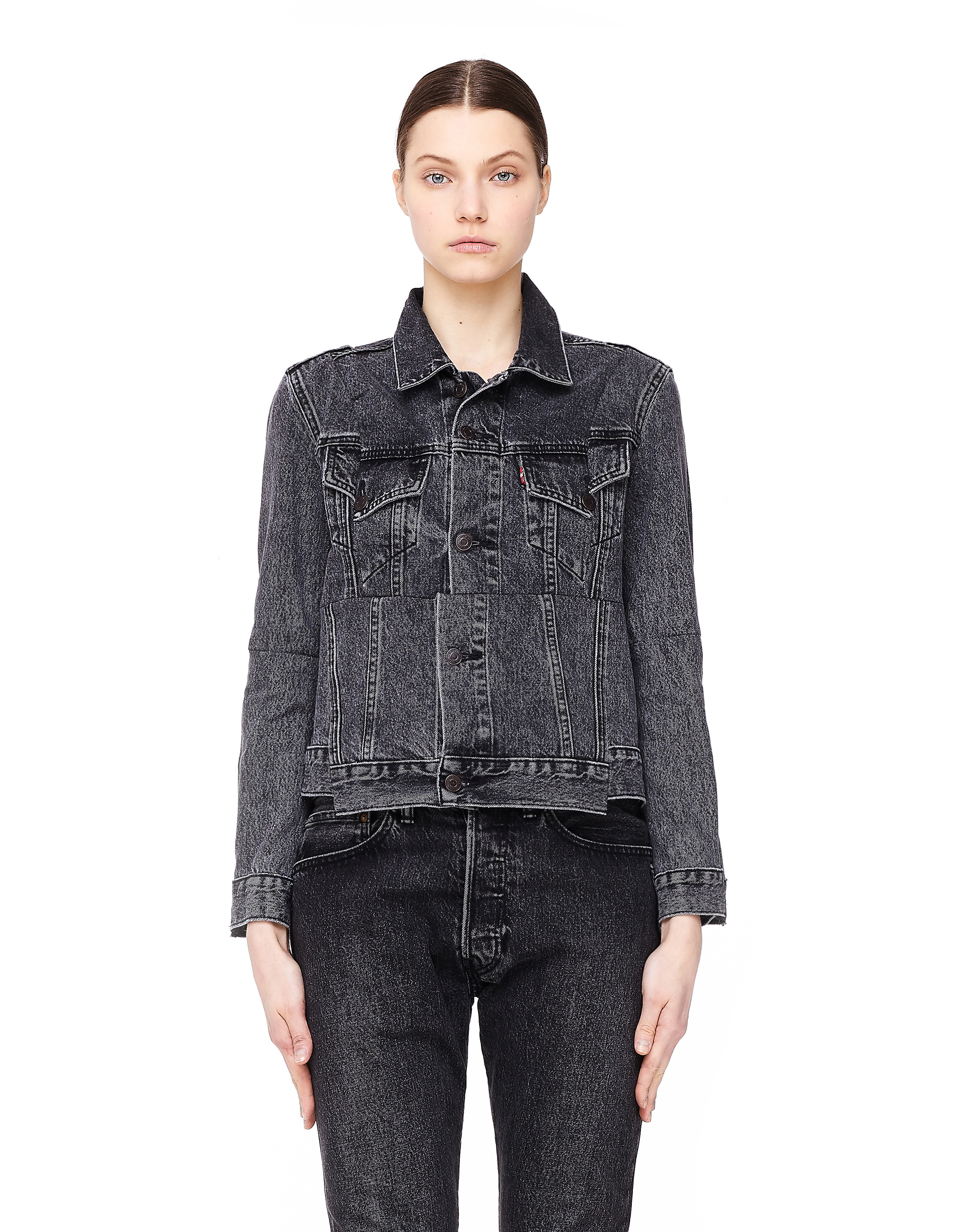 long cut up jean jacket