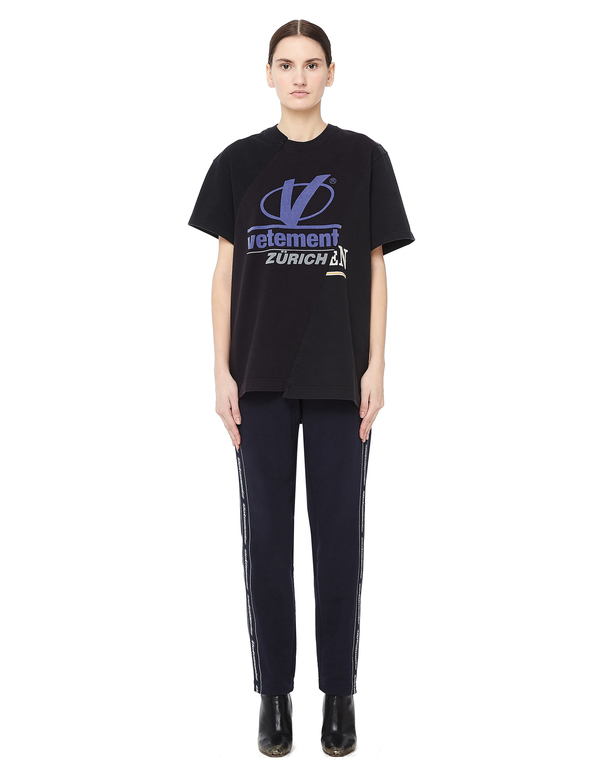 その他 vetements SIDE TAPE LOGO SWEAT PANTS Vetements Logo Tape Sweatpants - Navy Blue | Garmentory
