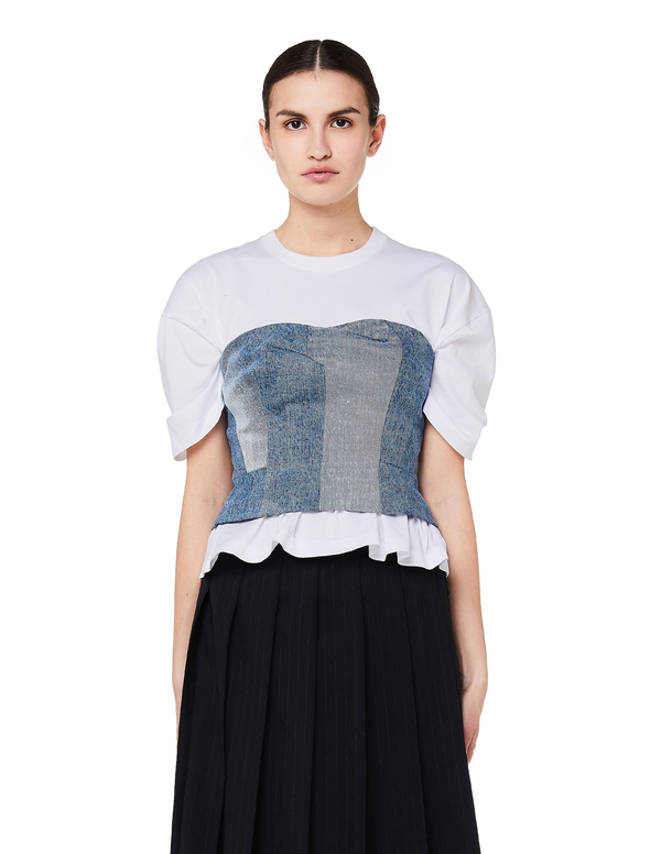 Junya Watanabe T-shirt with Denim Corset - White | Garmentory