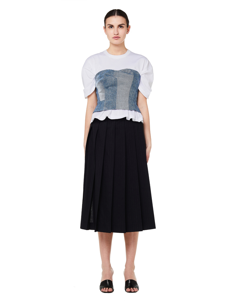 Junya Watanabe T-shirt with Denim Corset - White | Garmentory