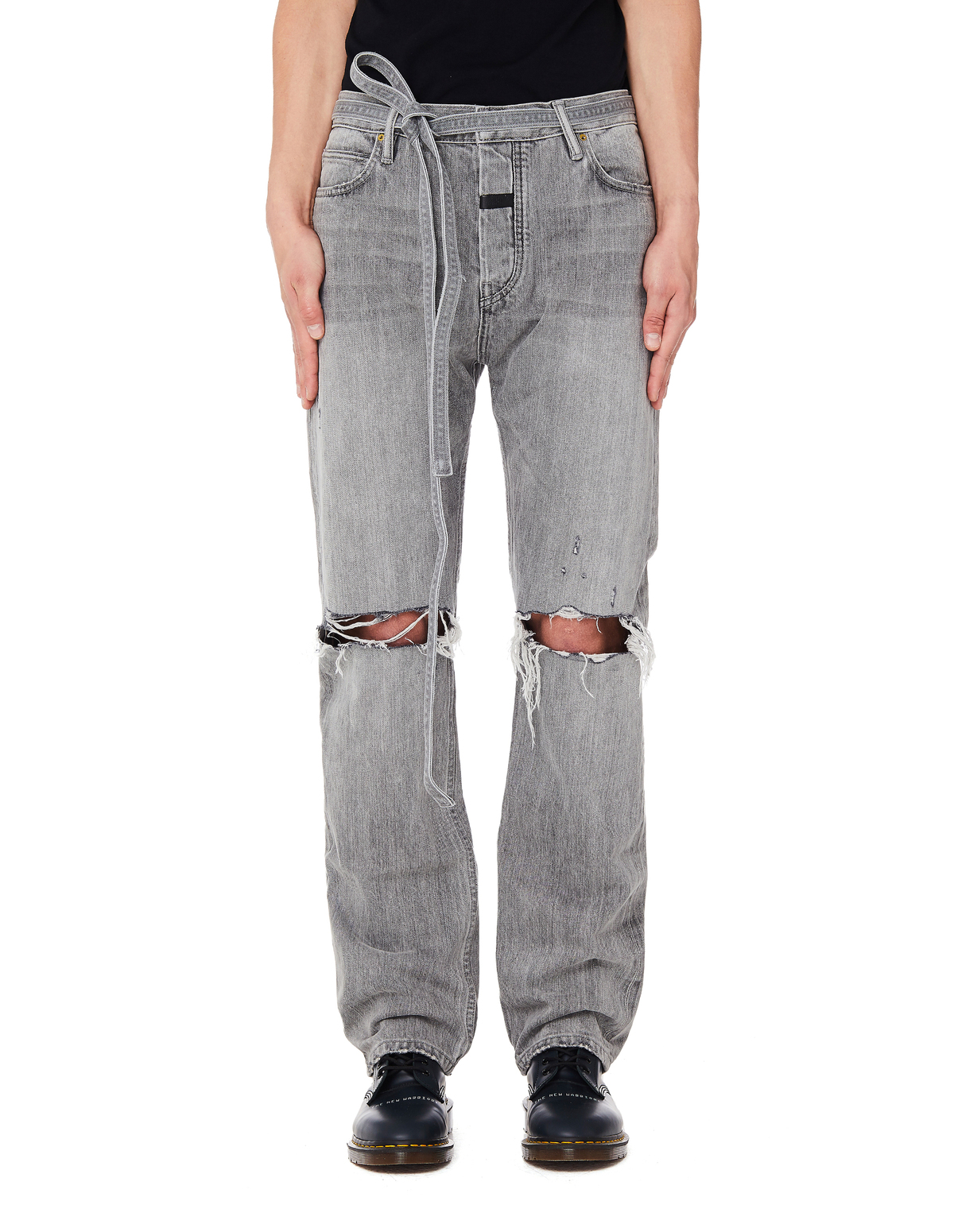 デニム/ジーンズ Fear of God Damaged Knee denim grey Fear of God Relaxed Fit Jeans - Grey | Garmentory