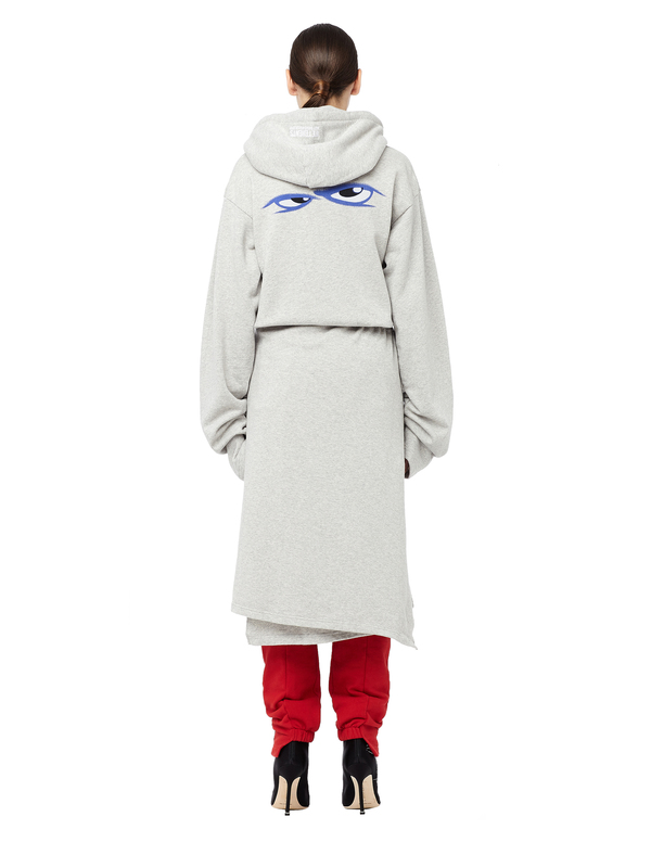 Vetements Embroidered Cotton Jersey Hooded Dress | Garmentory