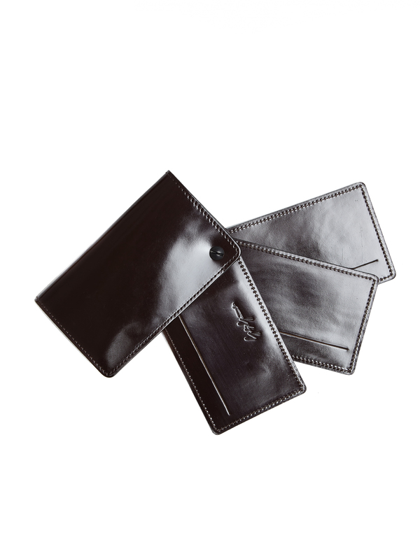Yohji Yamamoto Polished Leather Cardholder - Dark Brown