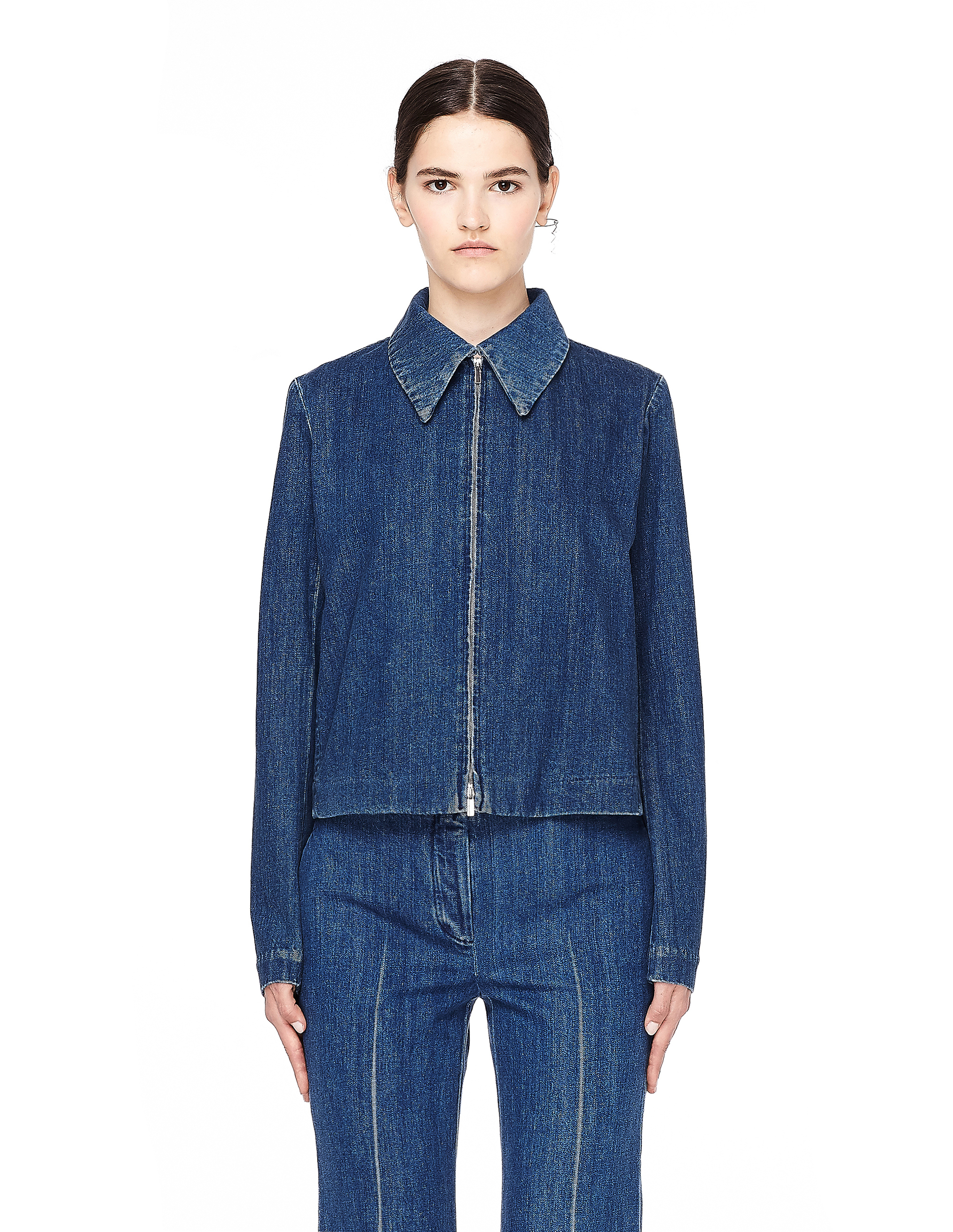 zip front denim jacket