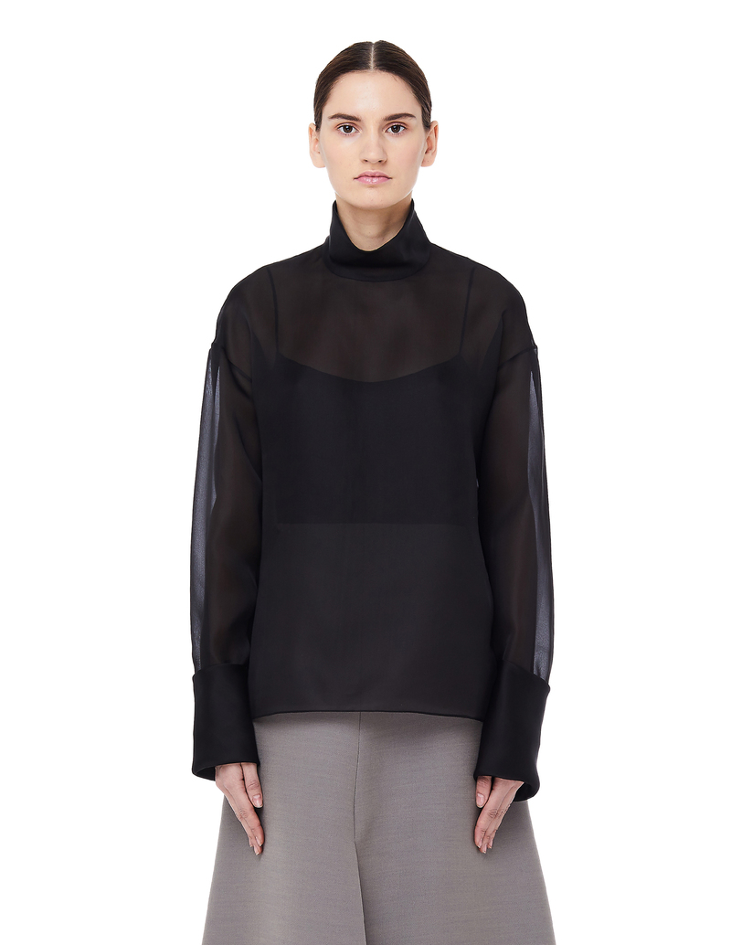 The Row Transparent Silk Karlee Top - Black | Garmentory