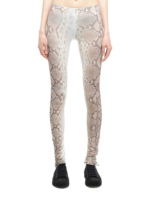 If Six Was Nine Snakeskin-Printed Cotton Leggings - Beige | Garmentory
