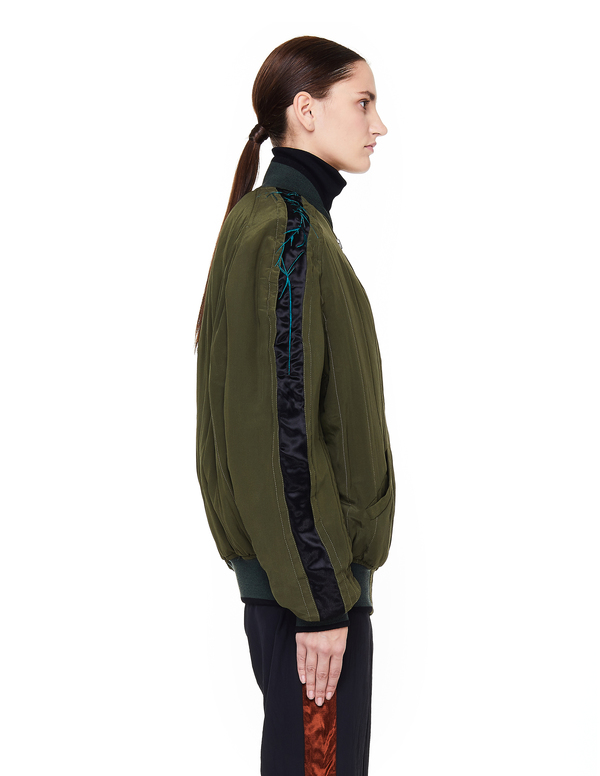 HIDER ACKERMANN ハイネックシルクミリタリージャケット Haider Ackermann Embroidered Silk Bomber Jacket - Khaki | Garmentory