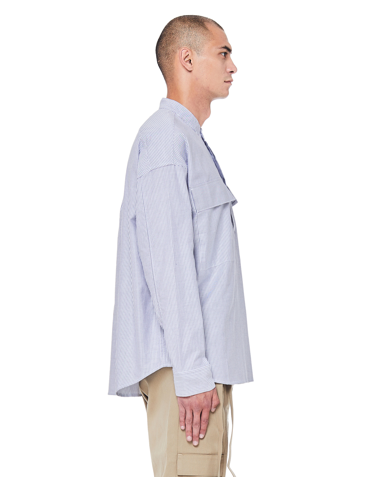 シャツ Fear of god 6th Stripe Henley Neck Shirt Fear of God Cotton Henley Shirt - Grey Striped | Garmentory