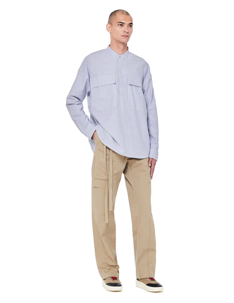 Fear of God Cotton Henley Shirt - Grey Striped | Garmentory
