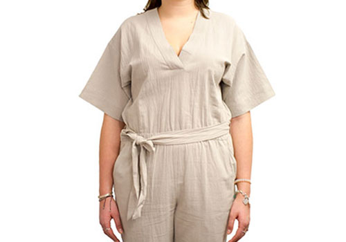 7115 BY SZEKI MID-SLEEVES JUMPSUIT - BEIGE 7115 BY SZEKI MID-SLEEVES JUMPSUIT - BEIGE