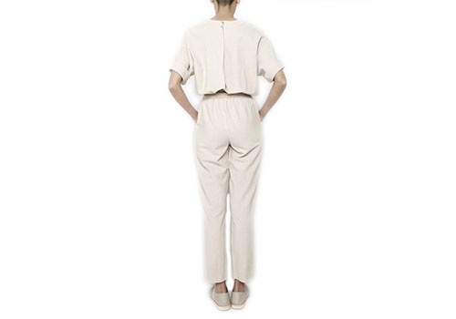 7115 BY SZEKI MID-SLEEVES JUMPSUIT - BEIGE 7115 BY SZEKI MID-SLEEVES JUMPSUIT - BEIGE