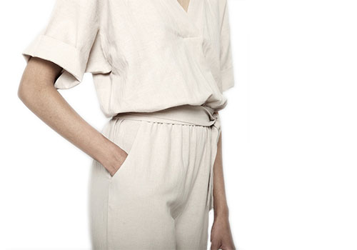 7115 BY SZEKI MID-SLEEVES JUMPSUIT - BEIGE 7115 BY SZEKI MID-SLEEVES JUMPSUIT - BEIGE