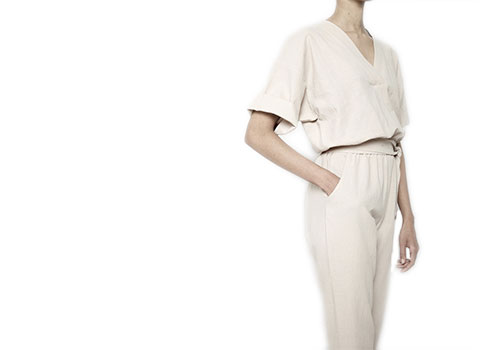 7115 BY SZEKI MID-SLEEVES JUMPSUIT - BEIGE 7115 BY SZEKI MID-SLEEVES JUMPSUIT - BEIGE