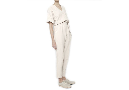7115 BY SZEKI MID-SLEEVES JUMPSUIT - BEIGE 7115 BY SZEKI MID-SLEEVES JUMPSUIT - BEIGE