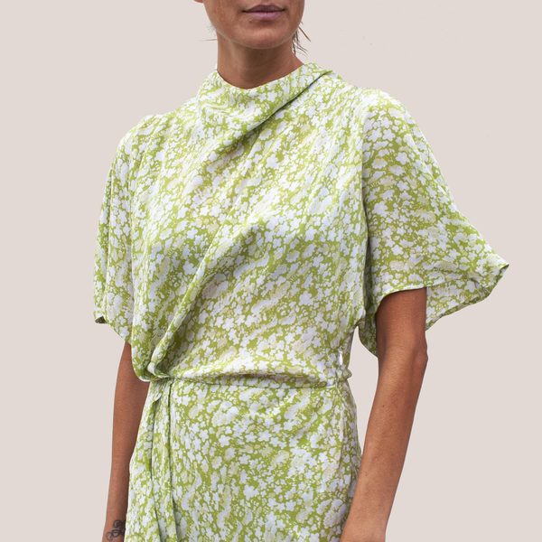 Stine Goya Rhode Dress - green floral print | Garmentory