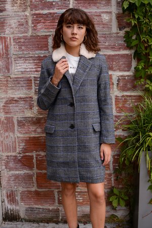 Amaya Plaid Coat - Meteorite | Garmentory