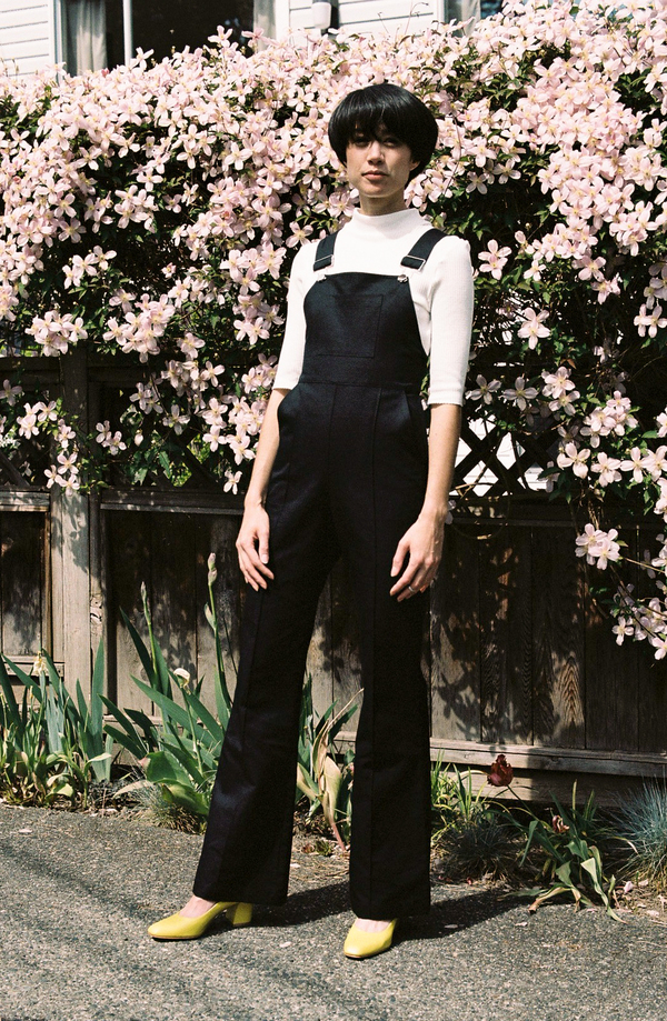 high waisted black overalls
