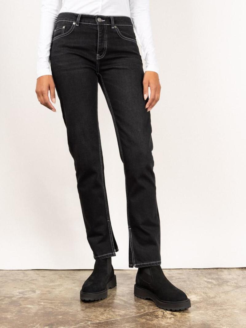 Ganni Denim Slit Pants - Washed Black | Garmentory 