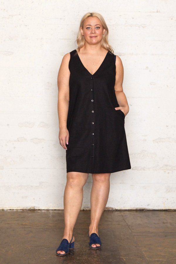 a line midi denim dress Adrianna Papell Pintucked Denim Midi Women's Dress Dark Denim : 16, Cotton main image 1