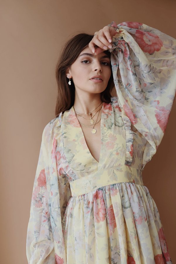 Caara Dress - Yellow Floral Caara Dress - Yellow Floral