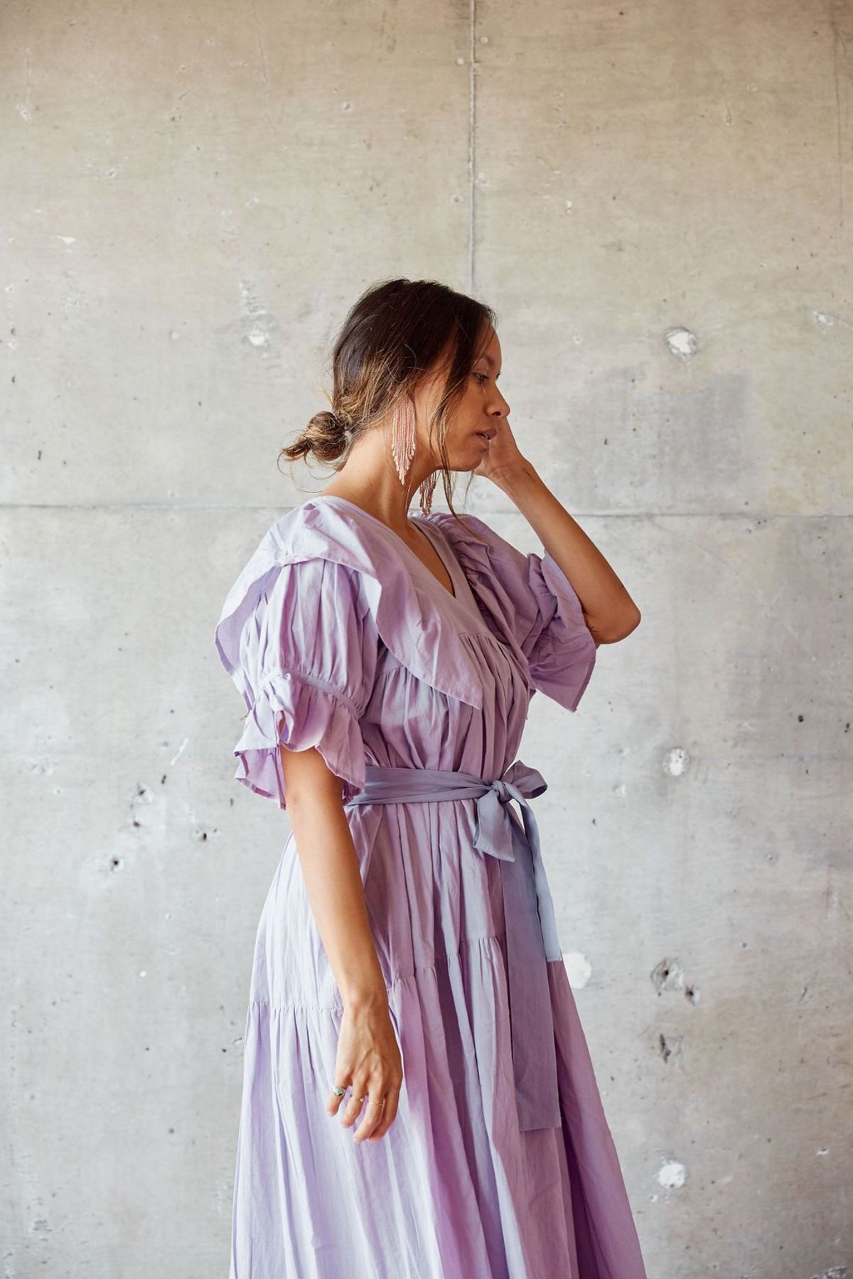 knee length dresses for ladies Mirabelle Dress in Juniper Linen – Of Her Own Kind main image 1