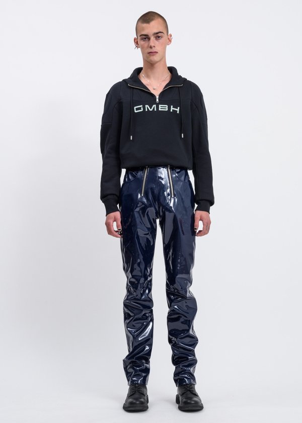 GMBH Frey Vinyl Trousers with Exposed Zippers - Navy | Garmentory
