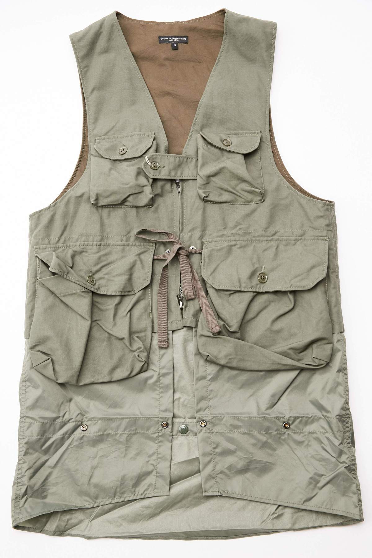 Engineered Garments Cotton Double Cloth Game Vest - Olive | Garmentory