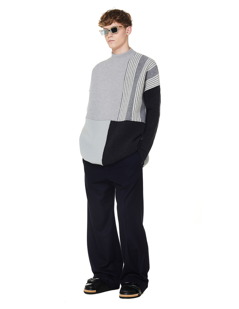 JIL SANDER 19aw PATCHWORK SWEATER サイズ44 Jil Sander Wool Patchwork Sweater - Grey | Garmentory