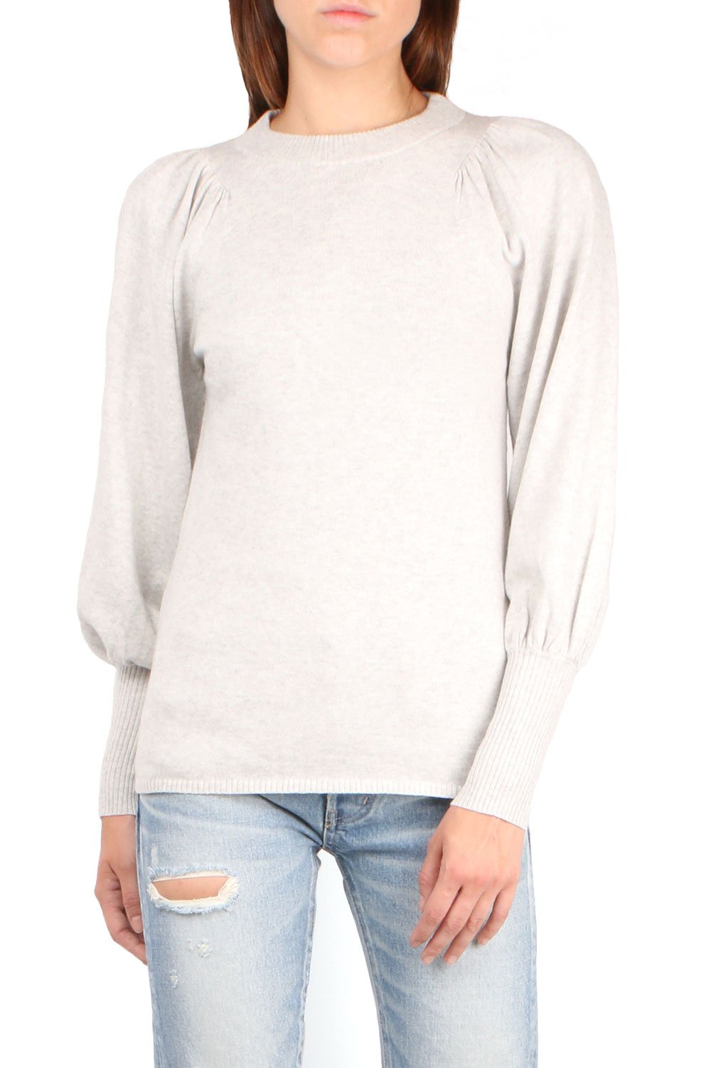 Dewi Puff Sleeve Sweater - Marl Grey 