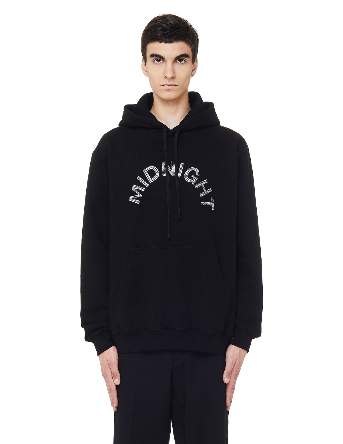 Midnight Studios Crystal Logo Cotton Hoodie Black