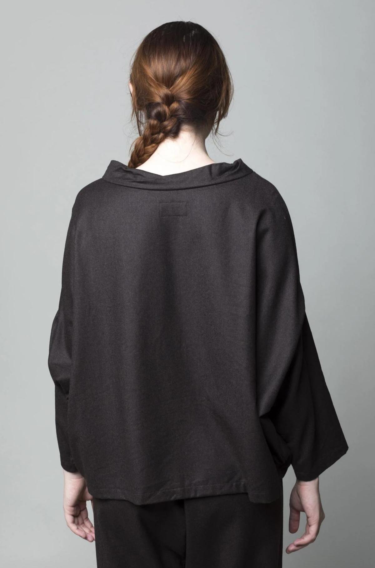 Gallego Desportes Twisted Collar Flannel Top - Brown - Image 2 of 3