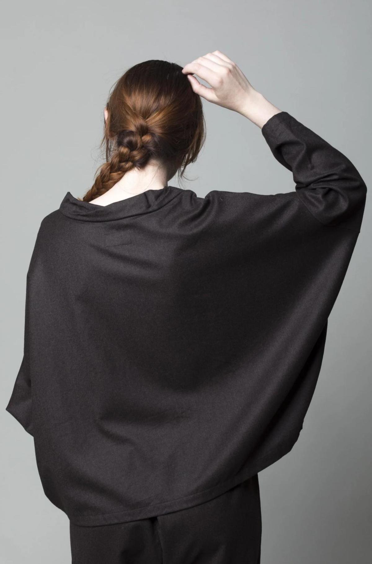 Gallego Desportes Twisted Collar Flannel Top - Brown - Image 3 of 3