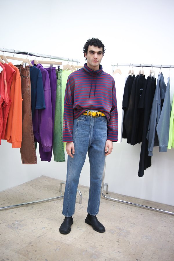 Martine Rose High Waisted Crotch Zip Jean - Indigo Martine Rose High Waisted Crotch Zip Jean - Indigo