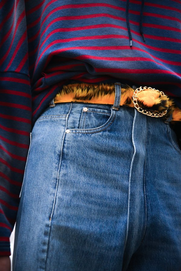 Martine Rose High Waisted Crotch Zip Jean - Indigo Martine Rose High Waisted Crotch Zip Jean - Indigo
