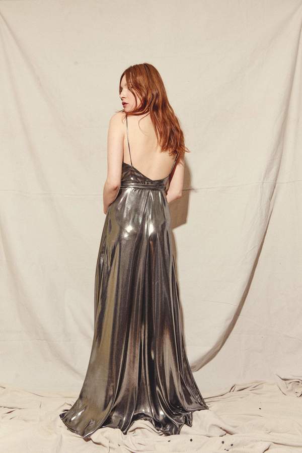 liquid silver dress