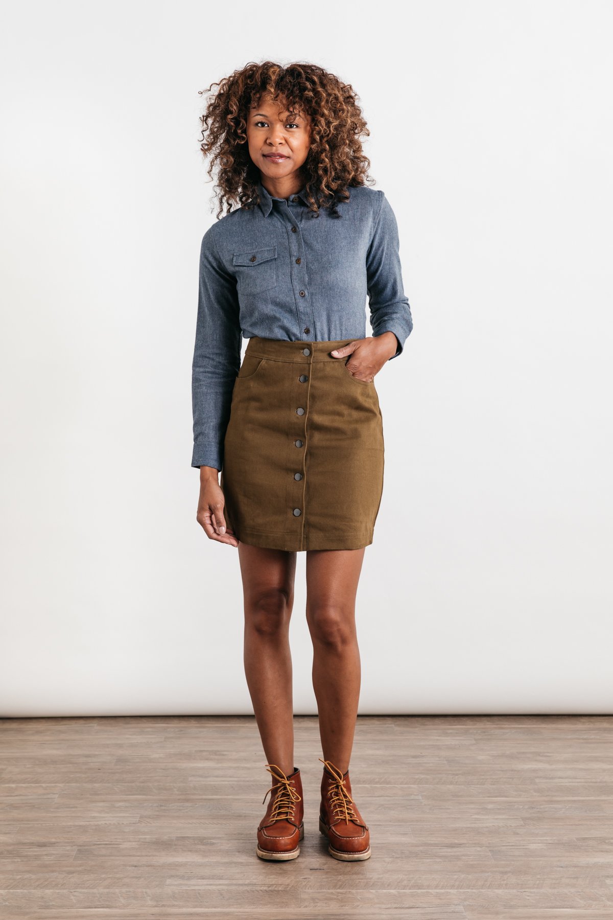 Outfit Corduroy Skirt Denim Jacket Outfit Ideas Brown Jean Skirt