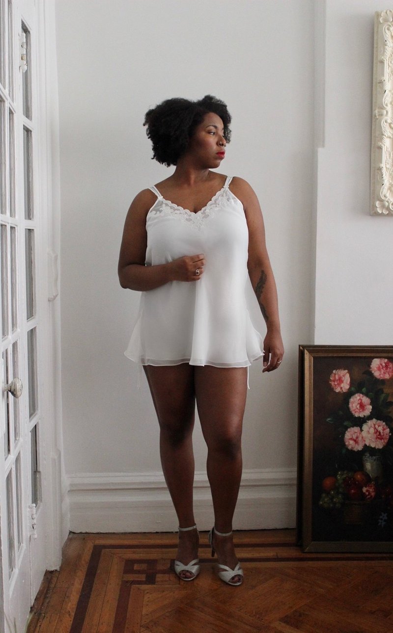 Vintage Chiffon Slip - Powder White