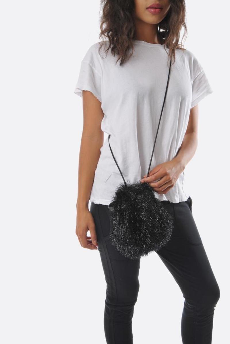 Zilla Lametta Faux Fur Bag - Black