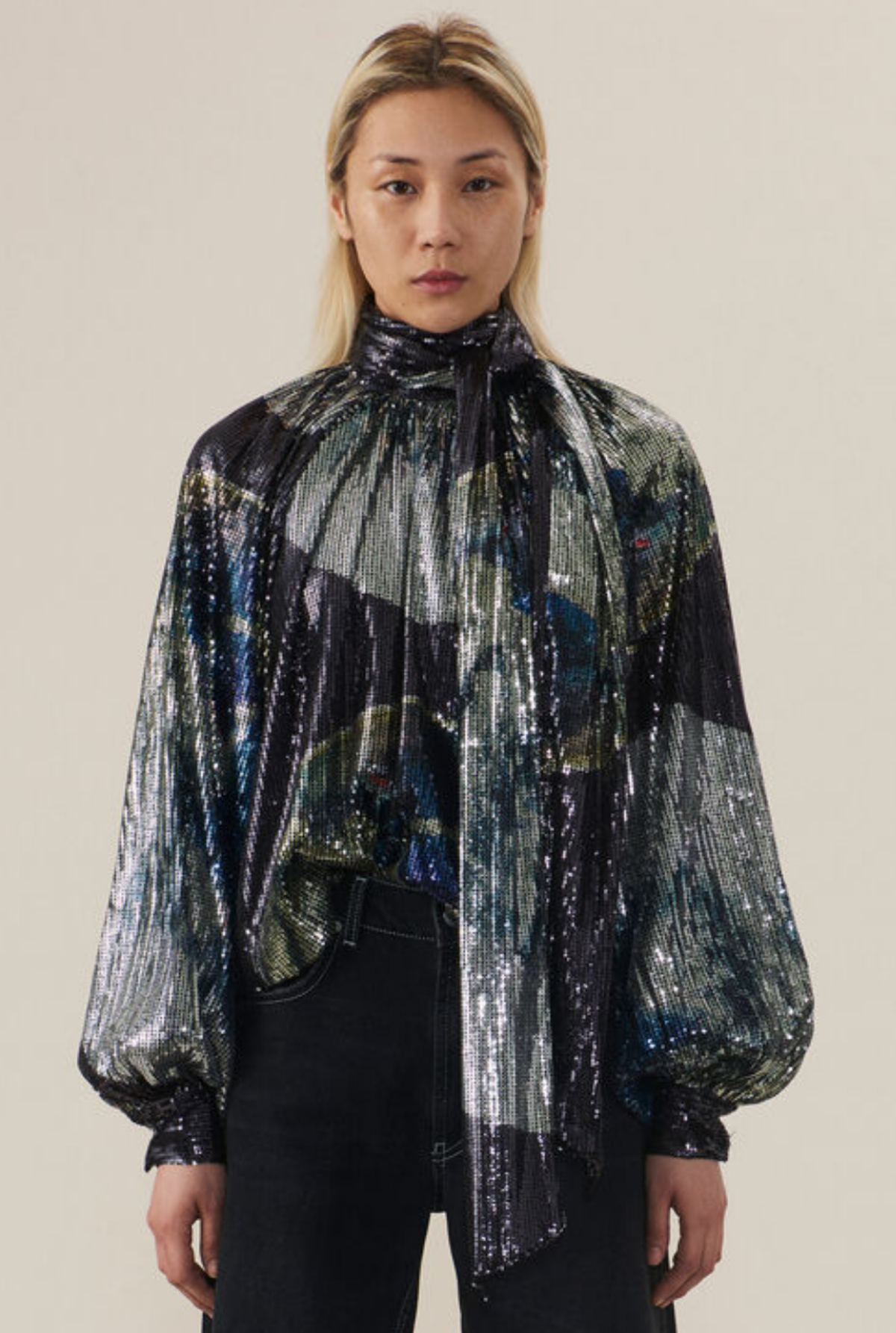 Ganni Sequin Mesh Top - Multi | Garmentory