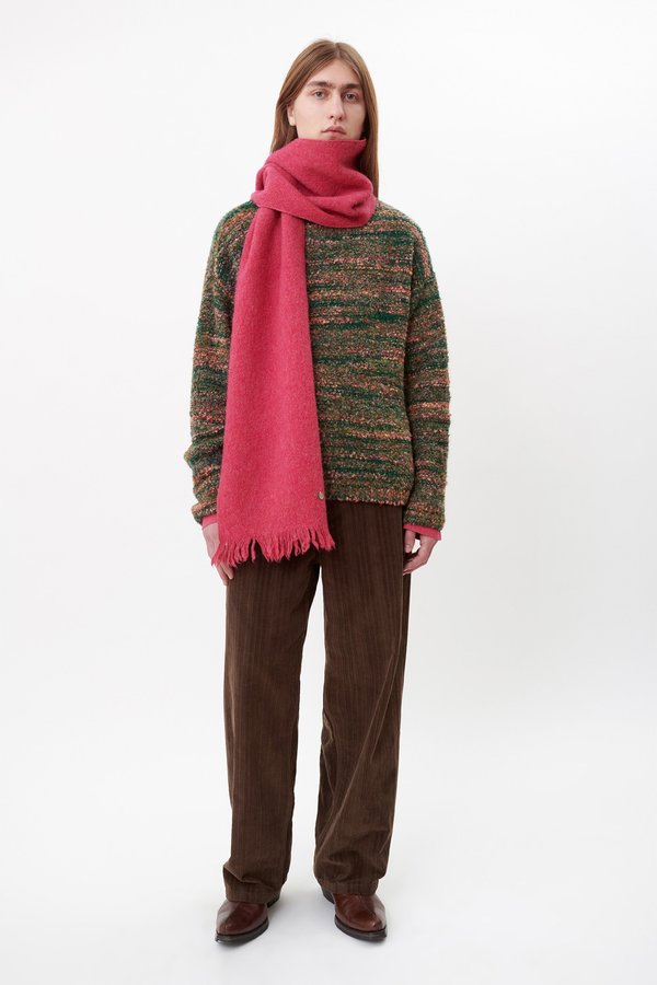 Our Legacy Popover Roundneck Knit - Red/Green Smudge Fair Isle