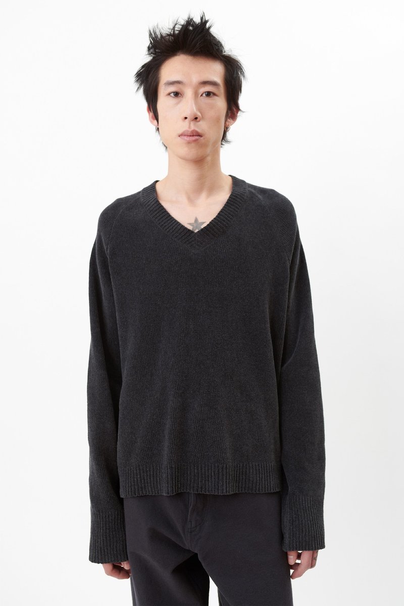 Our Legacy V-Neck Raglan - Anthracite Chenille | Garmentory