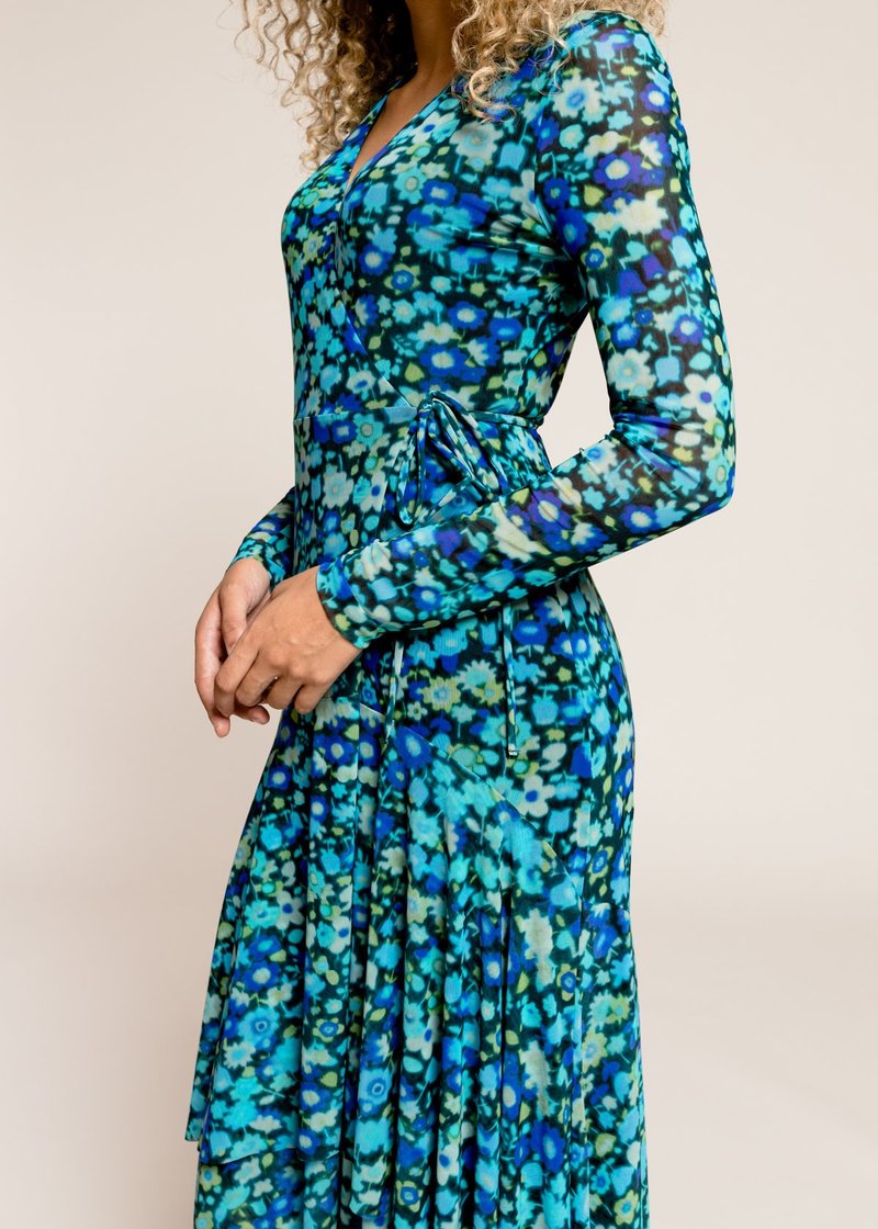 ganni blue wrap dress Crinkled Satin Mini Wrap Dress main image 0
