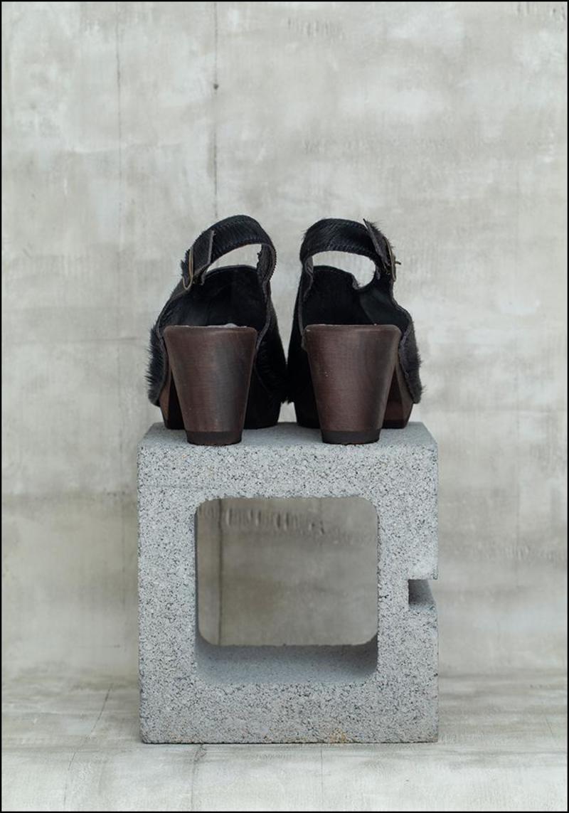 Bosabo Buckled Hair-on Cowhide Clogs - Black | Garmentory