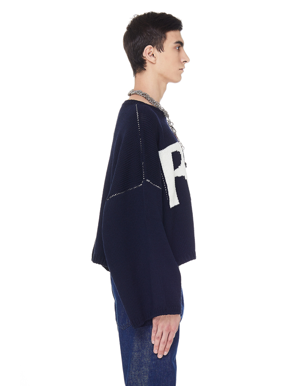 RAF SIMONS ネイビー RSロゴ ニットセーター　Mサイズ Raf Simons Knit Sweater - Men's M – Fashionably Yours