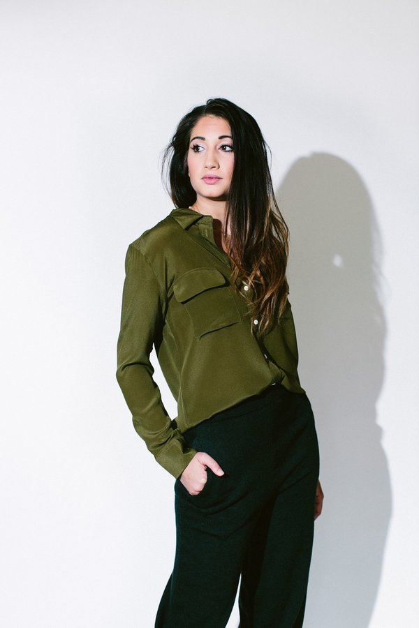 Pol Clothing Infinity Silk Shirt - Khaki Pol Clothing Infinity Silk Shirt - Khaki