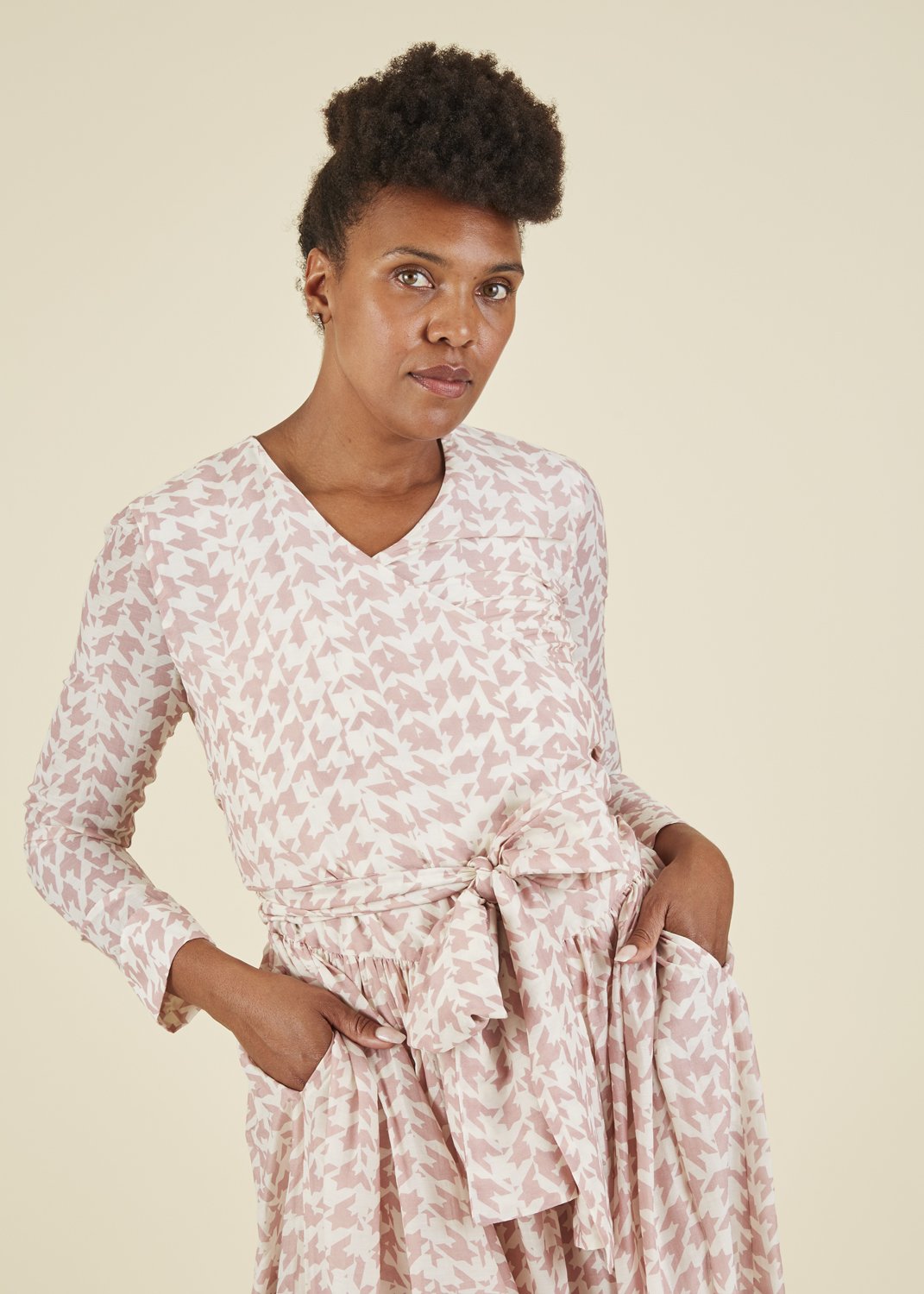 houndstooth wrap dress