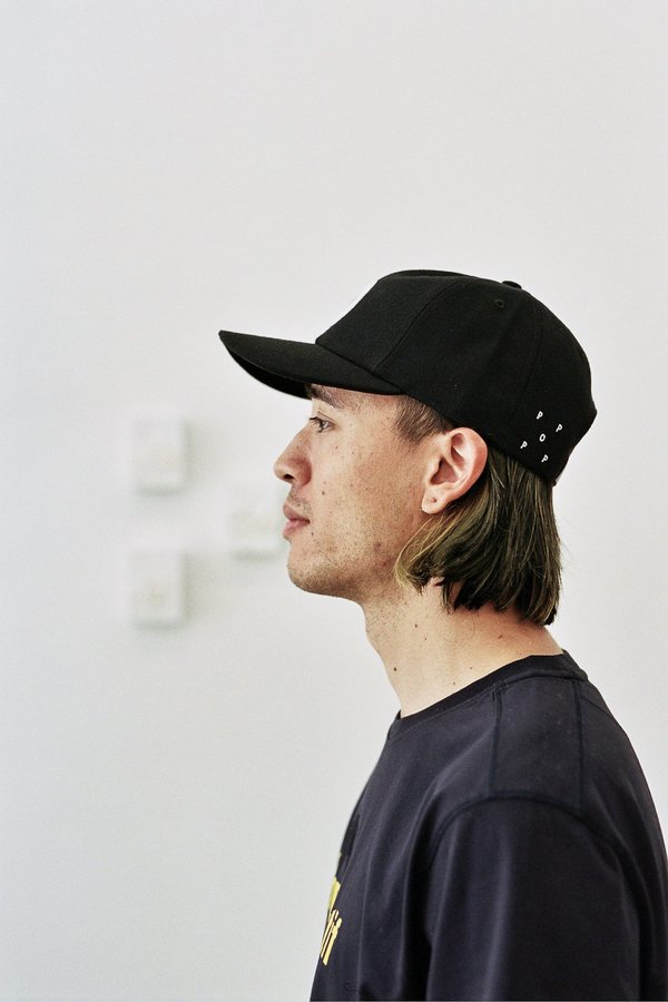 Pop Trading Company O 6 Panel Hat - Black on Garmentory Pop Trading Company O 6 Panel Hat - Black on Garmentory