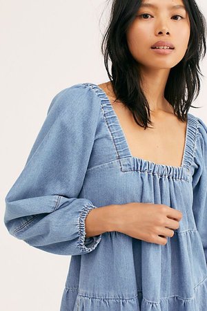 free people denim babydoll dress Free People Skirts