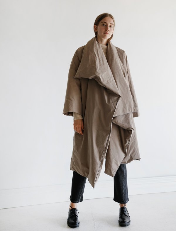 Dusan Duvet Mantle Coat - Khaki | Garmentory