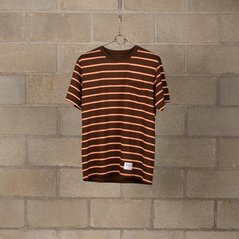 Wacko Maria Striped Crew Neck T-Shirt - Brown/Orange